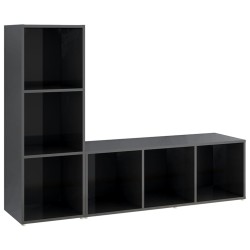 TV-Schränke 2 Stk. Hochglanz-Grau 107x35x37 cm Holzwerkstoff
