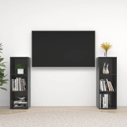 TV-Schränke 2 Stk. Hochglanz-Grau 107x35x37 cm Holzwerkstoff