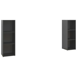 TV-Schränke 2 Stk. Hochglanz-Grau 107x35x37 cm Holzwerkstoff