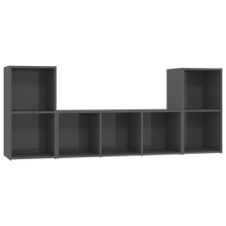vidaXL 3-tlg. TV-Schrank-Set Hochglanz-Grau Holzwerkstoff