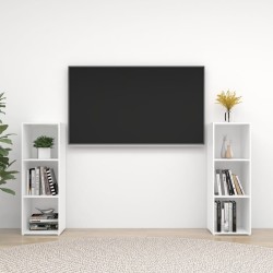 TV-Schränke 2 Stk. Hochglanz-Weiß 107x35x37 cm Holzwerkstoff