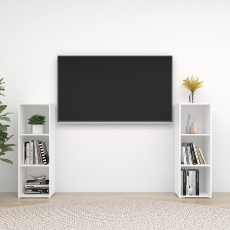 TV-Schränke 2 Stk. Hochglanz-Weiß 107x35x37 cm Holzwerkstoff