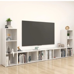 TV-Schränke 4 Stk. Hochglanz-Weiß 107x35x37 cm Holzwerkstoff