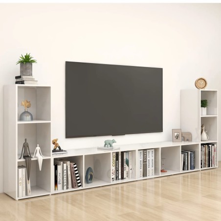 TV-Schränke 4 Stk. Hochglanz-Weiß 107x35x37 cm Holzwerkstoff