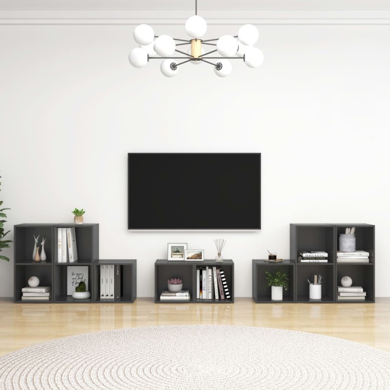 8-tlg. TV-Schrank-Set Grau Holzwerkstoff 8-tlg. TV-Schrank-Set Grau Holzwerkstoff