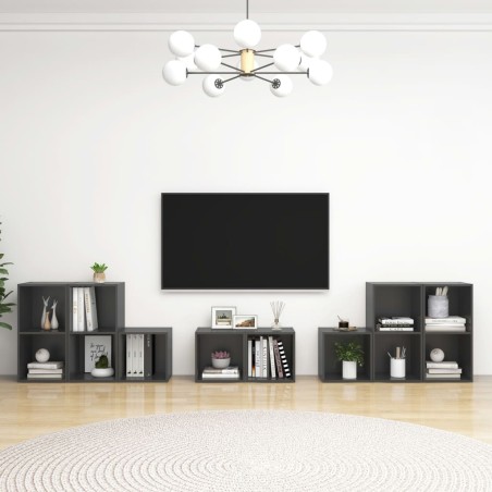 8-tlg. TV-Schrank-Set Grau Holzwerkstoff