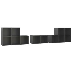 8-tlg. TV-Schrank-Set Grau Holzwerkstoff