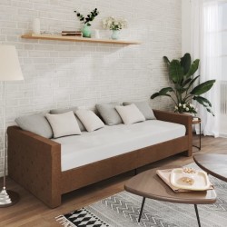 Tagesbett mit Matratze USB Braun Stoff 90x200 cm