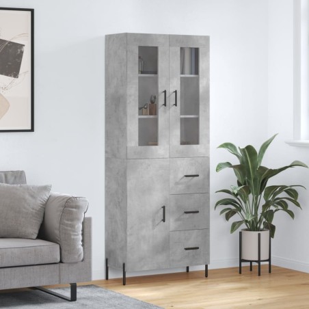 Highboard Betongrau 69,5x34x180 cm Holzwerkstoff