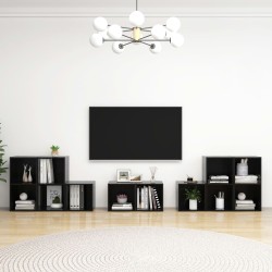 8-tlg. TV-Schrank-Set Hochglanz-Schwarz Holzwerkstoff
