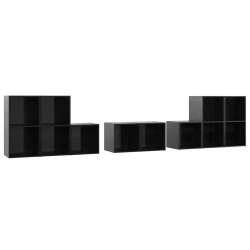 8-tlg. TV-Schrank-Set Hochglanz-Schwarz Holzwerkstoff