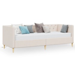 Tagesbett mit Matratze USB Creme Stoff 90x200 cm