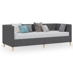 Tagesbett mit Matratze USB Dunkelgrau Stoff 90x200 cm
