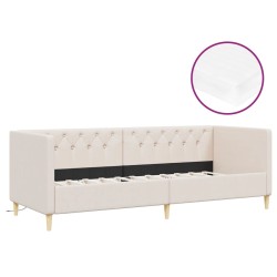 vidaXL Tagesbett mit Matratze USB Creme Stoff 90x200 cm