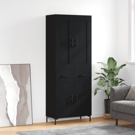 Highboard Schwarz 69,5x34x180 cm Holzwerkstoff