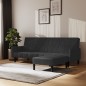 Schlafsofa 2-Sitzer mit Hocker Schwarz Samt Schlafsofa 2-Sitzer mit Hocker Schwarz Samt