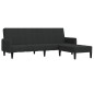 Schlafsofa 2-Sitzer mit Hocker Schwarz Samt Schlafsofa 2-Sitzer mit Hocker Schwarz Samt