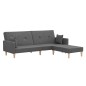 Schlafsofa 2-Sitzer mit Fußhocker Hellgrau Stoff Schlafsofa 2-Sitzer mit Fußhocker Hellgrau Stoff