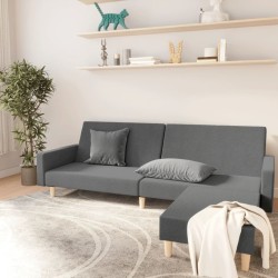 Schlafsofa 2-Sitzer mit Fußhocker Hellgrau Stoff