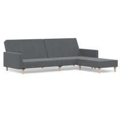 Schlafsofa 2-Sitzer mit Fußhocker Hellgrau Stoff