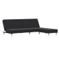 Schlafsofa 2-Sitzer mit Fußhocker Schwarz Stoff Schlafsofa 2-Sitzer mit Fußhocker Schwarz Stoff