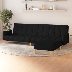 Schlafsofa 2-Sitzer mit Fußhocker Schwarz Stoff