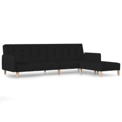 Schlafsofa 2-Sitzer mit Fußhocker Schwarz Stoff