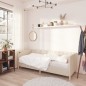 Tagesbett mit Matratze USB Creme Stoff 90x200 cm Tagesbett mit Matratze USB Creme Stoff 90x200 cm