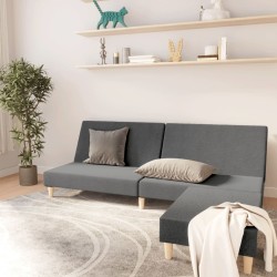 Schlafsofa 2-Sitzer mit Fußhocker Hellgrau Stoff
