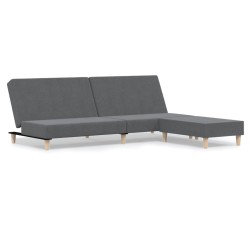 Schlafsofa 2-Sitzer mit Fußhocker Hellgrau Stoff