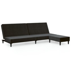 Schlafsofa 2-Sitzer mit Fußhocker Schwarz Samt