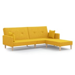 Schlafsofa 2-Sitzer mit Fußhocker Gelb Stoff