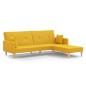Schlafsofa 2-Sitzer mit Fußhocker Gelb Stoff Schlafsofa 2-Sitzer mit Fußhocker Gelb Stoff