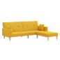 Schlafsofa 2-Sitzer mit Fußhocker Gelb Stoff Schlafsofa 2-Sitzer mit Fußhocker Gelb Stoff