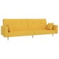 Schlafsofa 2-Sitzer mit Fußhocker Gelb Stoff Schlafsofa 2-Sitzer mit Fußhocker Gelb Stoff