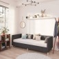 Tagesbett mit Matratze USB Dunkelgrau Stoff 90x200 cm Tagesbett mit Matratze USB Dunkelgrau Stoff 90x200 cm