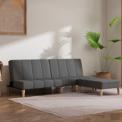 Schlafsofa 2-Sitzer mit Hocker Hellgrau Stoff