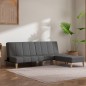 Schlafsofa 2-Sitzer mit Hocker Hellgrau Stoff Schlafsofa 2-Sitzer mit Hocker Hellgrau Stoff