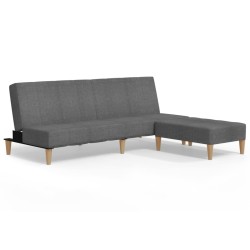 Schlafsofa 2-Sitzer mit Hocker Hellgrau Stoff