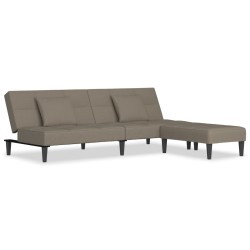 Schlafsofa 2-Sitzer mit 2 Kissen & Hocker Hellgrau Samt