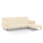 Schlafsofa 2-Sitzer mit Hocker Creme Samt Schlafsofa 2-Sitzer mit Hocker Creme Samt