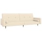 Schlafsofa 2-Sitzer mit Hocker Creme Samt Schlafsofa 2-Sitzer mit Hocker Creme Samt