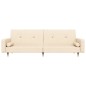 Schlafsofa 2-Sitzer mit Hocker Creme Samt Schlafsofa 2-Sitzer mit Hocker Creme Samt
