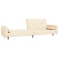 Schlafsofa 2-Sitzer mit Hocker Creme Samt Schlafsofa 2-Sitzer mit Hocker Creme Samt