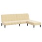 Schlafsofa 2-Sitzer mit Hocker Creme Samt Schlafsofa 2-Sitzer mit Hocker Creme Samt