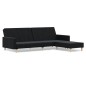 Schlafsofa 2-Sitzer mit Fußhocker Schwarz Stoff Schlafsofa 2-Sitzer mit Fußhocker Schwarz Stoff