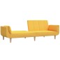 Schlafsofa 2-Sitzer mit Hocker & Zwei Kissen Gelb Stoff Schlafsofa 2-Sitzer mit Hocker & Zwei Kissen Gelb Stoff