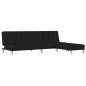 Schlafsofa 2-Sitzer mit Fußhocker Schwarz Stoff Schlafsofa 2-Sitzer mit Fußhocker Schwarz Stoff