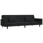 Schlafsofa 2-Sitzer mit 2 Kissen & Hocker Schwarz Samt Schlafsofa 2-Sitzer mit 2 Kissen & Hocker Schwarz Samt