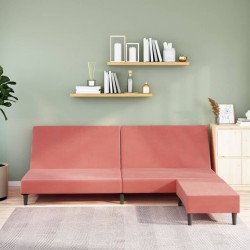 Schlafsofa 2-Sitzer mit Fußhocker Rosa Samt